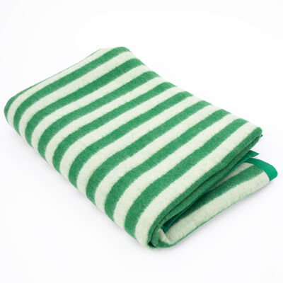 Romanian Wool Blanket w/Green Stripes | Used [5 Blankets/Unit], , large